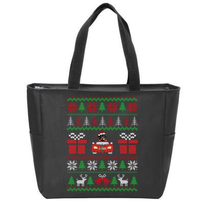 Ugly Christmas Sweater Rottweiler Xmas With Santa Hat Dog Zip Tote Bag