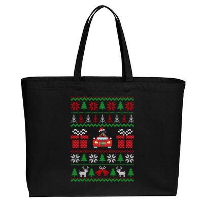 Ugly Christmas Sweater Rottweiler Xmas With Santa Hat Dog Cotton Canvas Jumbo Tote