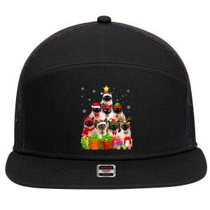 Ugly Christmas Sweater Cat Tree Funny Siamese Cat Xmas Cool Gift 7 Panel Mesh Trucker Snapback Hat