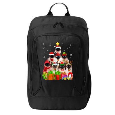 Ugly Christmas Sweater Cat Tree Funny Siamese Cat Xmas Cool Gift City Backpack