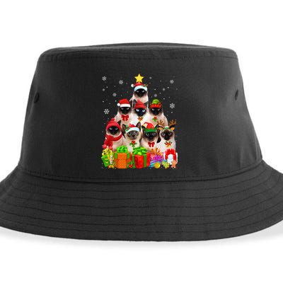 Ugly Christmas Sweater Cat Tree Funny Siamese Cat Xmas Cool Gift Sustainable Bucket Hat