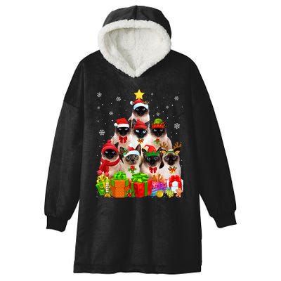 Ugly Christmas Sweater Cat Tree Funny Siamese Cat Xmas Cool Gift Hooded Wearable Blanket