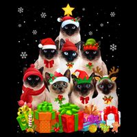 Ugly Christmas Sweater Cat Tree Funny Siamese Cat Xmas Cool Gift 7-Panel Snapback Hat