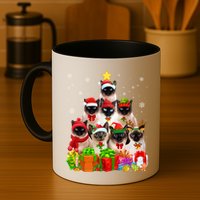 Ugly Christmas Sweater Cat Tree Funny Siamese Cat Xmas Cool Gift Mug
