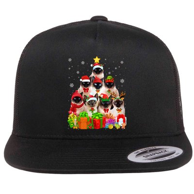 Ugly Christmas Sweater Cat Tree Funny Siamese Cat Xmas Cool Gift Flatbill Hat