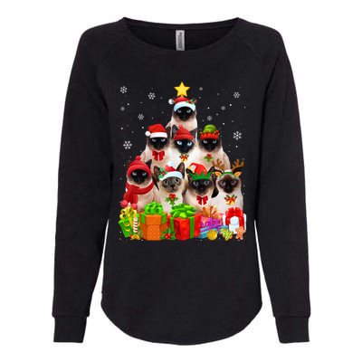 Ugly Christmas Sweater Cat Tree Funny Siamese Cat Xmas Cool Gift Womens California Wash Sweatshirt