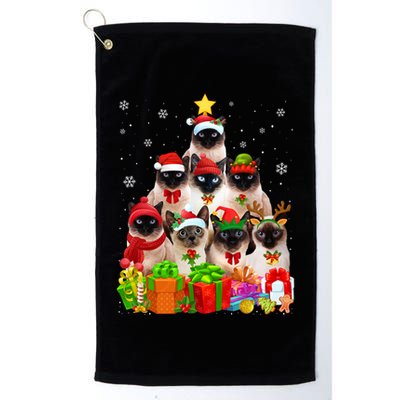 Ugly Christmas Sweater Cat Tree Funny Siamese Cat Xmas Cool Gift Golf Towel