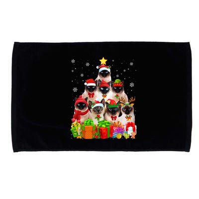 Ugly Christmas Sweater Cat Tree Funny Siamese Cat Xmas Cool Gift Microfiber Hand Towel
