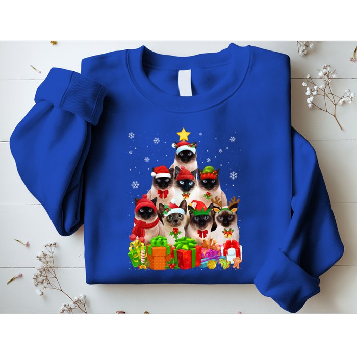 Ugly Christmas Sweater Cat Tree Funny Siamese Cat Xmas Cool Gift Sweatshirt