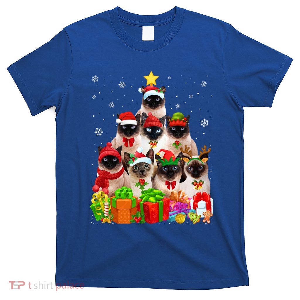 Ugly Christmas Sweater Cat Tree Funny Siamese Cat Xmas Cool Gift T-Shirt