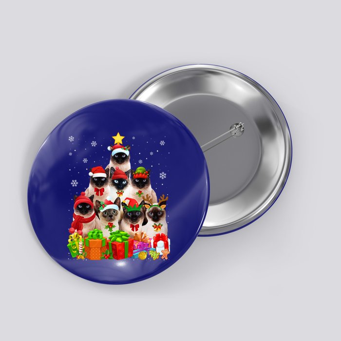 Ugly Christmas Sweater Cat Tree Funny Siamese Cat Xmas Cool Gift Button