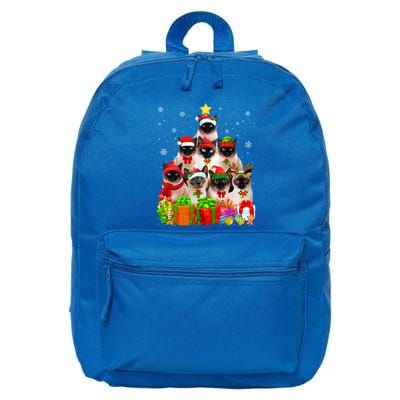 Ugly Christmas Sweater Cat Tree Funny Siamese Cat Xmas Cool Gift 16 in Basic Backpack