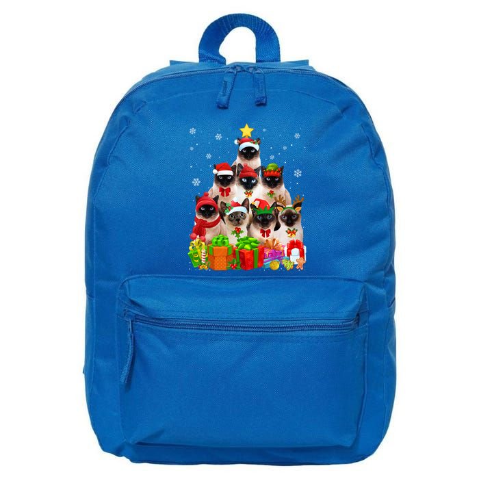 Ugly Christmas Sweater Cat Tree Funny Siamese Cat Xmas Cool Gift 16 in Basic Backpack