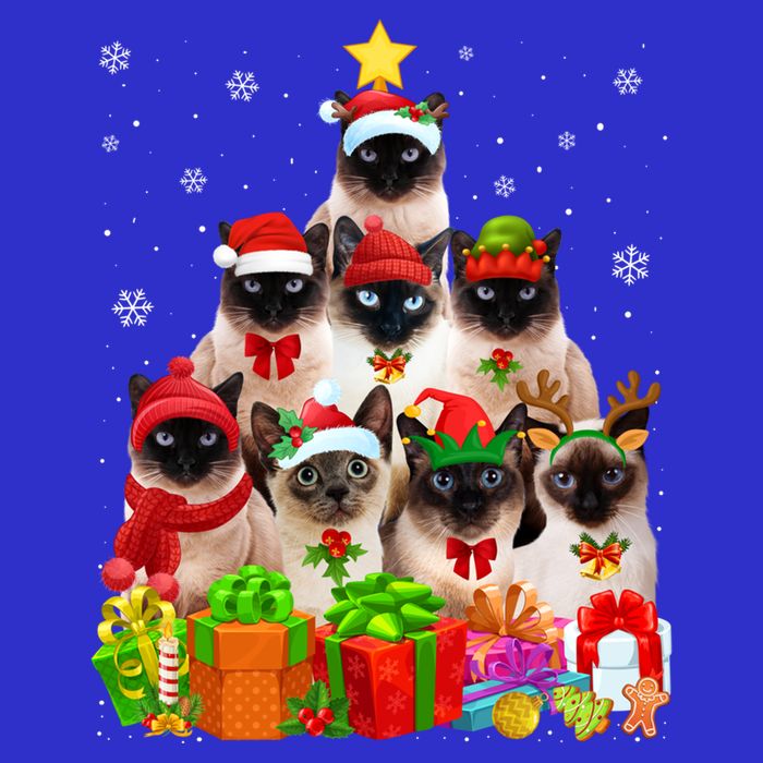 Ugly Christmas Sweater Cat Tree Funny Siamese Cat Xmas Cool Gift 16 in Basic Backpack