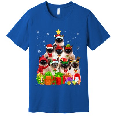 Ugly Christmas Sweater Cat Tree Funny Siamese Cat Xmas Cool Gift Premium T-Shirt