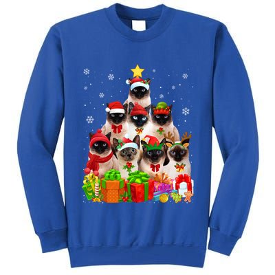 Ugly Christmas Sweater Cat Tree Funny Siamese Cat Xmas Cool Gift Tall Sweatshirt