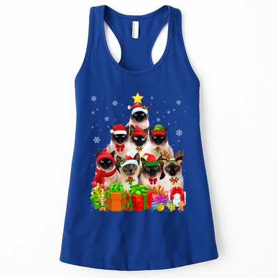 Ugly Christmas Sweater Cat Tree Funny Siamese Cat Xmas Cool Gift Womens Tank Top