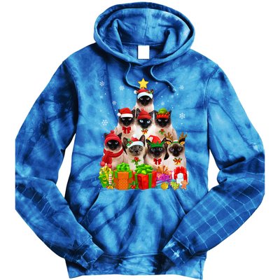 Ugly Christmas Sweater Cat Tree Funny Siamese Cat Xmas Cool Gift Tie Dye Hoodie