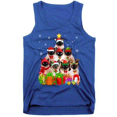 Ugly Christmas Sweater Cat Tree Funny Siamese Cat Xmas Cool Gift Tank Top
