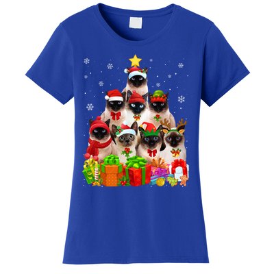 Ugly Christmas Sweater Cat Tree Funny Siamese Cat Xmas Cool Gift Women's T-Shirt