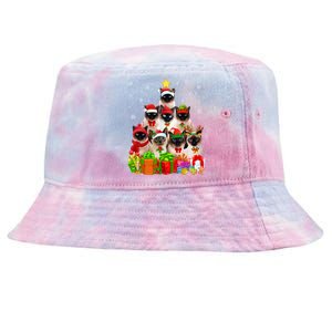 Ugly Christmas Sweater Cat Tree Funny Siamese Cat Xmas Cool Gift Tie-Dyed Bucket Hat