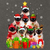 Ugly Christmas Sweater Cat Tree Funny Siamese Cat Xmas Cool Gift Cotton Canvas Backpack