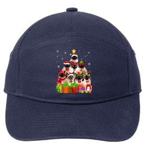 Ugly Christmas Sweater Cat Tree Funny Siamese Cat Xmas Cool Gift 7-Panel Snapback Hat