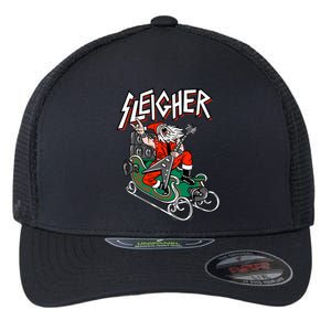 Ugly Christmas Sweater Sleigher Heavy Metal Santa Xmas Cute Gift Flexfit Unipanel Trucker Cap