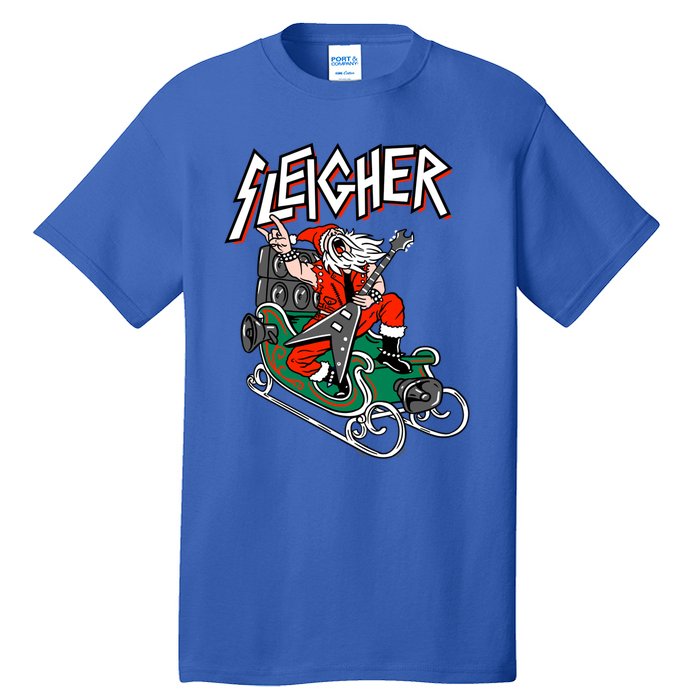 Ugly Christmas Sweater Sleigher Heavy Metal Santa Xmas Cute Gift Tall T-Shirt