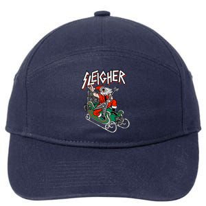 Ugly Christmas Sweater Sleigher Heavy Metal Santa Xmas Cute Gift 7-Panel Snapback Hat