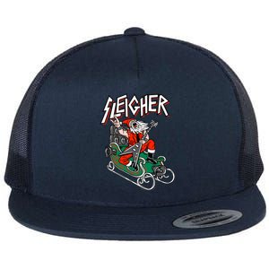 Ugly Christmas Sweater Sleigher Heavy Metal Santa Xmas Cute Gift Flat Bill Trucker Hat