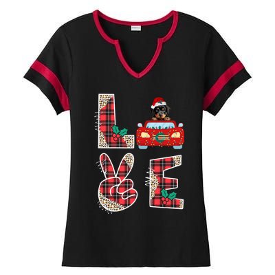 Ugly Christmas Sweater Rottweiler Xmas With Santa Ladies Halftime Notch Neck Tee