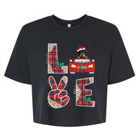 Ugly Christmas Sweater Rottweiler Xmas With Santa Bella+Canvas Jersey Crop Tee