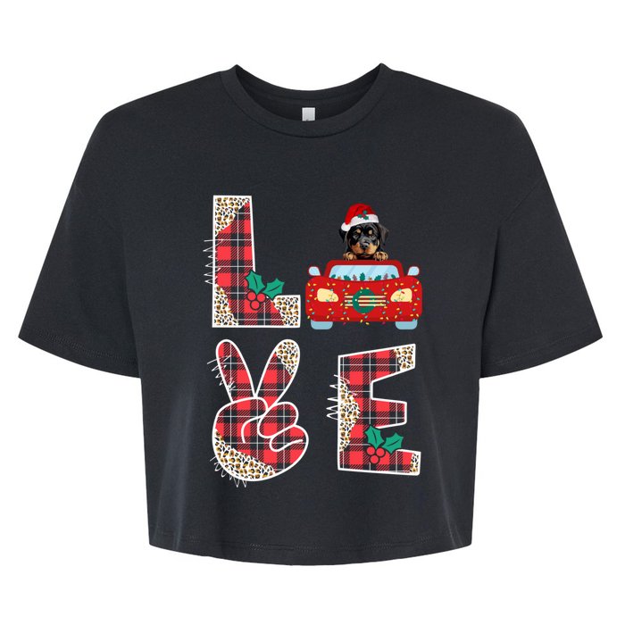 Ugly Christmas Sweater Rottweiler Xmas With Santa Bella+Canvas Jersey Crop Tee