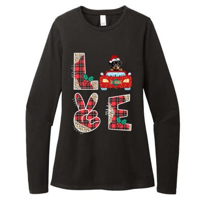 Ugly Christmas Sweater Rottweiler Xmas With Santa Womens CVC Long Sleeve Shirt