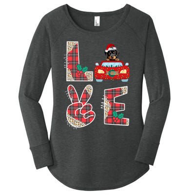 Ugly Christmas Sweater Rottweiler Xmas With Santa Women's Perfect Tri Tunic Long Sleeve Shirt