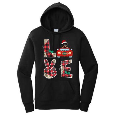 Ugly Christmas Sweater Rottweiler Xmas With Santa Women's Pullover Hoodie