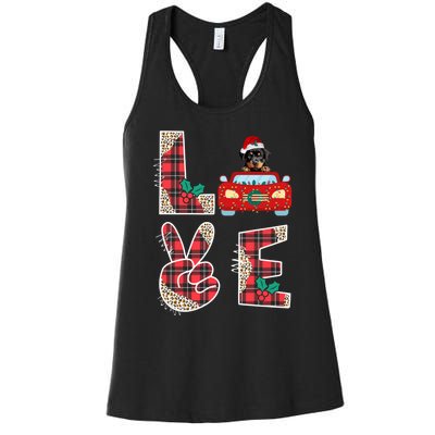 Ugly Christmas Sweater Rottweiler Xmas With Santa Women's Racerback Tank