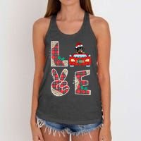 Ugly Christmas Sweater Rottweiler Xmas With Santa Women's Knotted Racerback Tank