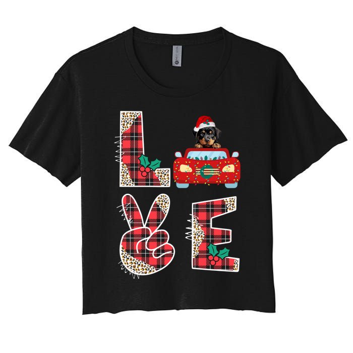 Ugly Christmas Sweater Rottweiler Xmas With Santa Women's Crop Top Tee