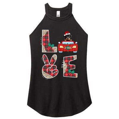 Ugly Christmas Sweater Rottweiler Xmas With Santa Women's Perfect Tri Rocker Tank