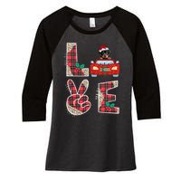 Ugly Christmas Sweater Rottweiler Xmas With Santa Women's Tri-Blend 3/4-Sleeve Raglan Shirt