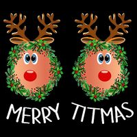 Ugly Christmas Sweater Merry Titmas Reindeer Boobs Naughty Tall T-Shirt
