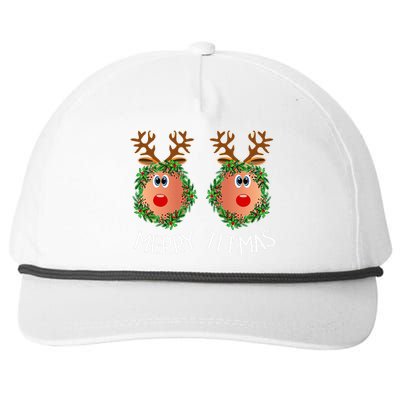 Ugly Christmas Sweater Merry Titmas Reindeer Boobs Naughty Snapback Five-Panel Rope Hat