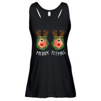 Ugly Christmas Sweater Merry Titmas Reindeer Boobs Naughty Ladies Essential Flowy Tank