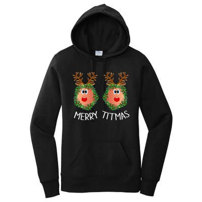 Ugly Christmas Sweater Merry Titmas Reindeer Boobs Naughty Women's Pullover Hoodie