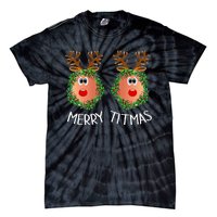 Ugly Christmas Sweater Merry Titmas Reindeer Boobs Naughty Tie-Dye T-Shirt