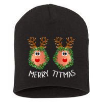 Ugly Christmas Sweater Merry Titmas Reindeer Boobs Naughty Short Acrylic Beanie