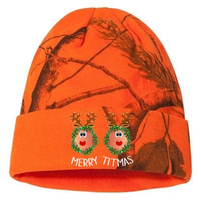 Ugly Christmas Sweater Merry Titmas Reindeer Boobs Naughty Kati Licensed 12" Camo Beanie