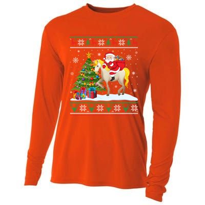 Ugly Christmas Sweater Party Santa Claus Riding Unicorn Cute Gift Cooling Performance Long Sleeve Crew